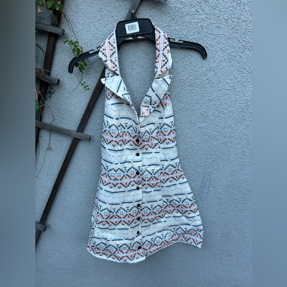 Vanessa Mooney White and Pink Patterned Dress